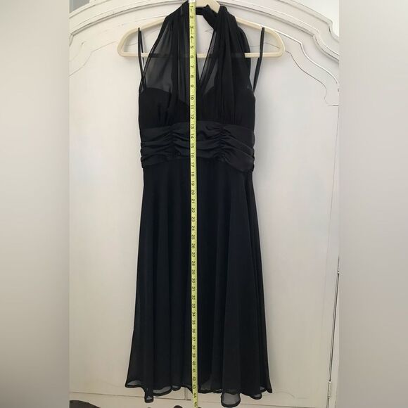 Connected Apparel black chiffon halter tie dress Size 10P - Picture 1 of 3
